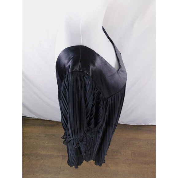 Sunhee Woman Black Pleated Midi Dress 22W - Square Neck Flutter Sleeve - Excelle - Picture 8 of 12